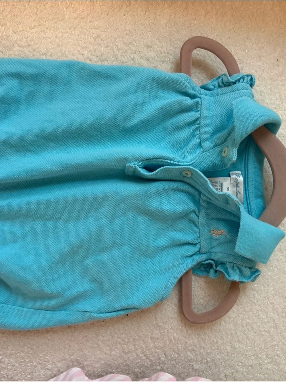 Ralph Lauren Girls' Ruffled Polo Top - Turquoise